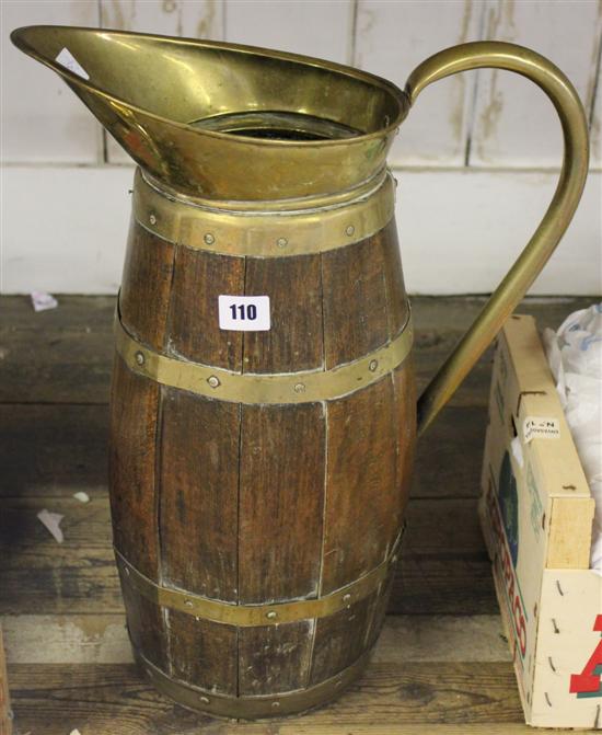 Wooden & brass jug